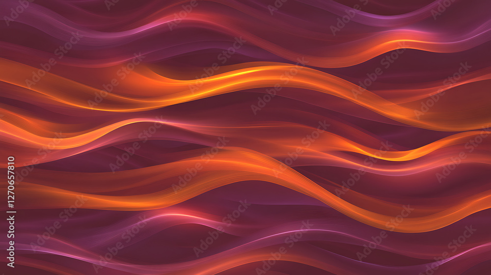 Poster fluid bands of radiant light abstract pattern with dynamic warm tones and elegant curves design