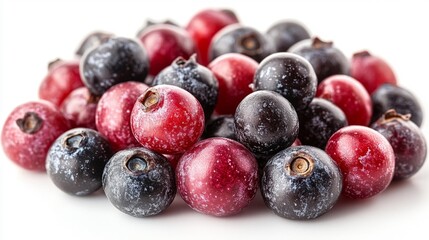 Fresh mixed berries with blueberries and cranberries close-up. Generative AI