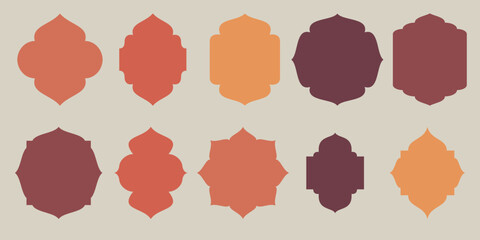 Ramadan Arabic Islamic Vector Set Mosque Arch, Frame, and Border. Oriental Islamic Arches Templates