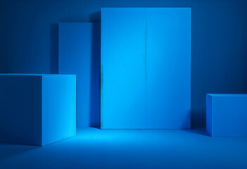 Abstract Blue Room Minimalist Geometric Cubes Background Design