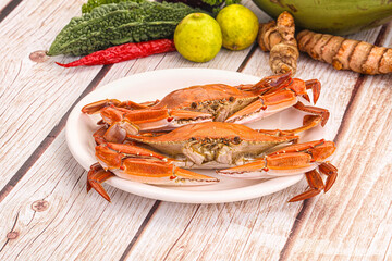 Hot fresh Boiled red crab