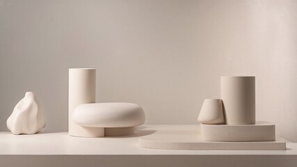 Minimalist Product Display Background with Pedestal
