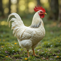 Fototapeta premium A rooster, also known as a cock, is an adult male chicken renowned for its vibrant plumage and distinctive crowing.