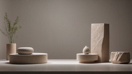 Minimalist Product Display Background with Pedestal