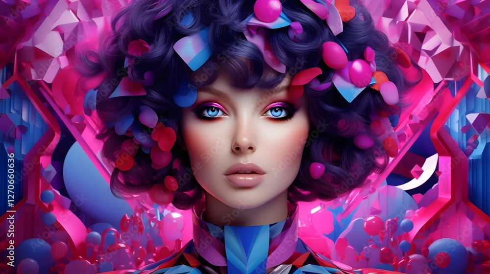 Poster mesmerizing neon geometric concept with vivid glowing elements and captivating colors futuristic mod