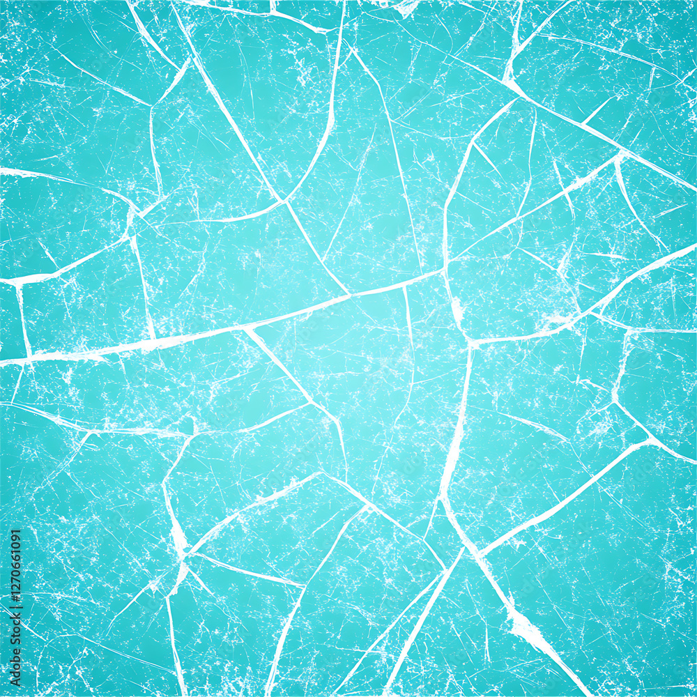 Aufkleber frozen surface structure with intricate fracture patterns on light blue abstract background