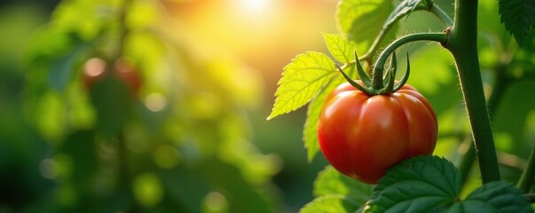 Intense sunlight passing through leafy tomato plant canopy, natural light, agriculture, sunlight