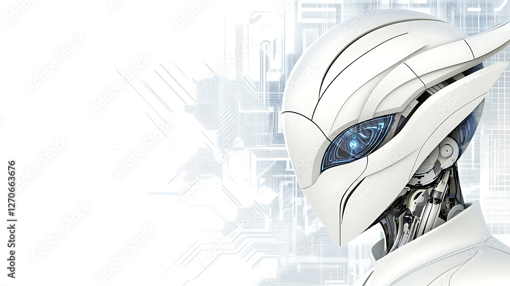 Poster futuristic artificial intelligence robot with advanced circuitry and sleek design