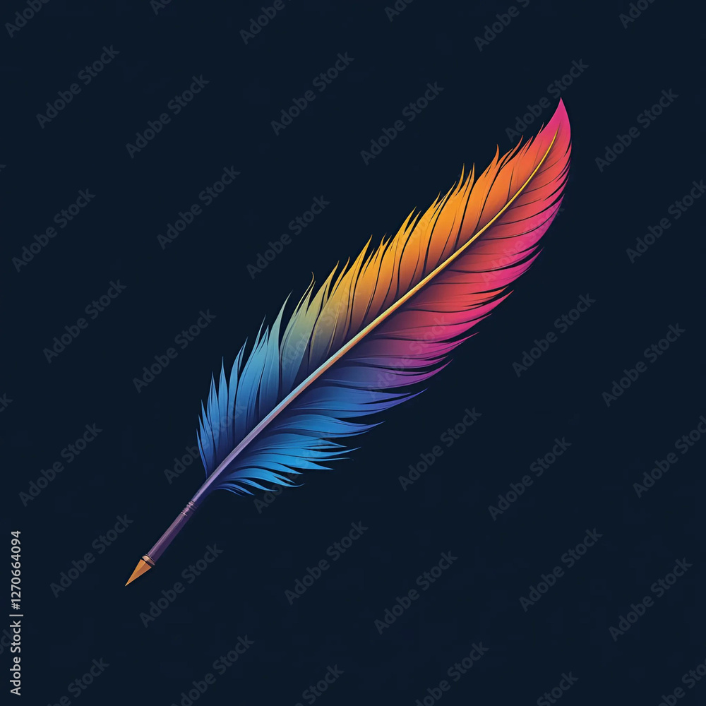 Fototapete gradient quill pen design templates feature stylized feather illustrations with smooth color transit