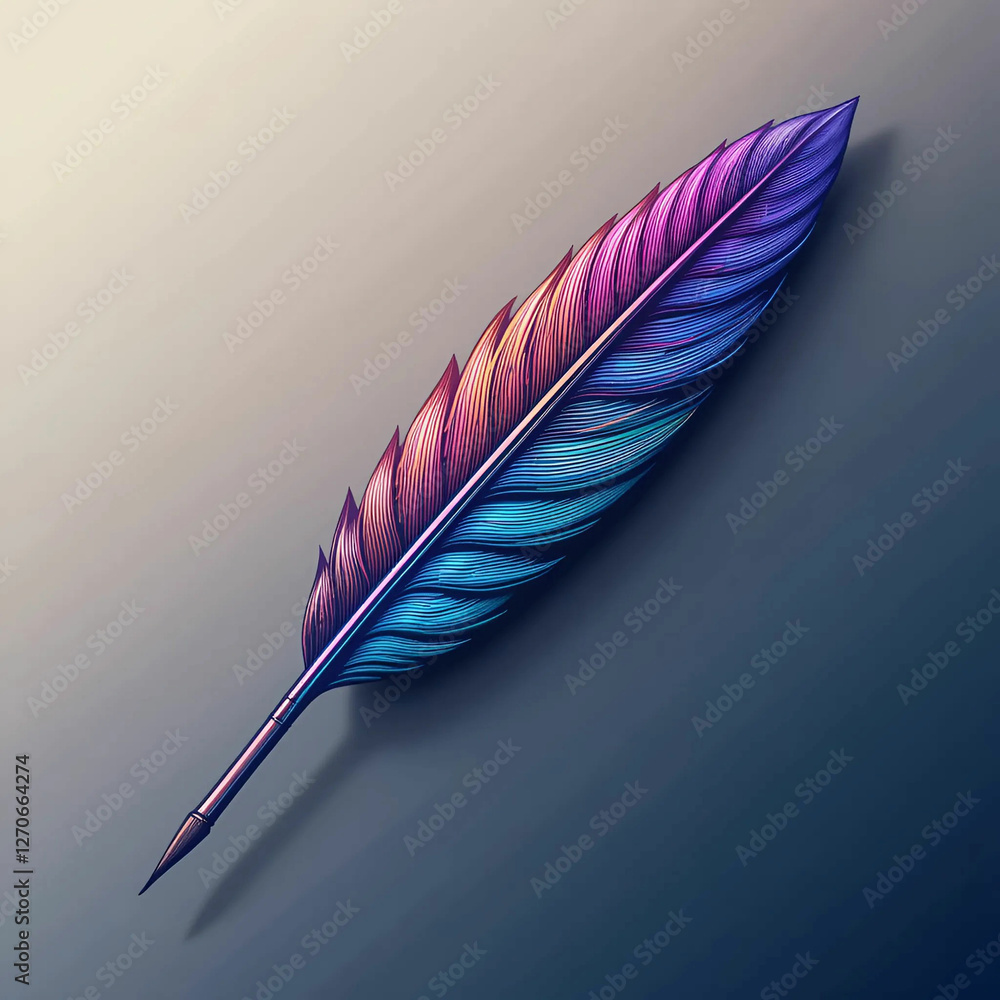 Poster gradient quill pen design templates feature stylized feather illustrations with smooth color transit