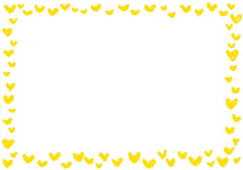 手描きのクレヨン素材　背景　ハートのフレーム