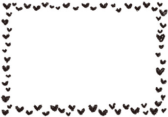 手描きのクレヨン素材　背景　ハートのフレーム