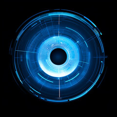 Futuristic Blue Tech Eye Hologram Interface Circular Design Innovation Network Communication