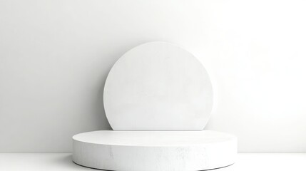 Minimalist Stage: a clean, round stage, and back wall perfect for product showcase. This photorealistic image is simple yet captivating.
