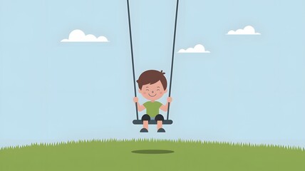 little boy on swing
