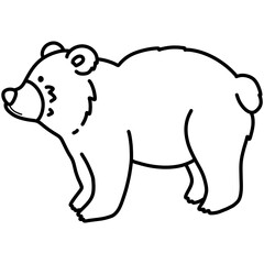Hand drawn bear cartoon illustration outline 