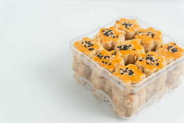 Kue Kacang or peanut cookies. cookies for eid mubarak. Perfect for recipe, article, catalogue, or any commercial purposes. With copy space.