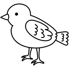 Hand drawn bird cartoon illustration outline 