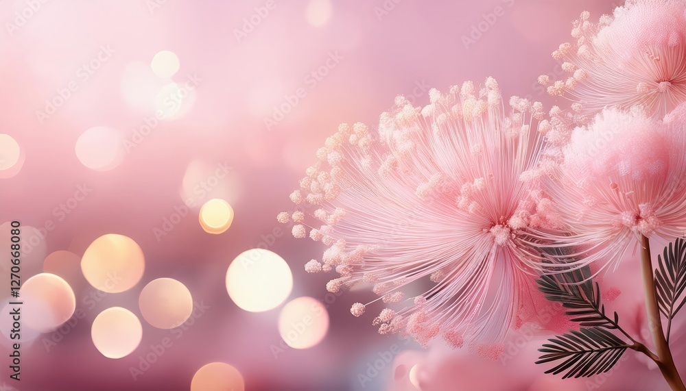 Poster pink flowers creating a soft and dreamy atmosphere with bokeh effect