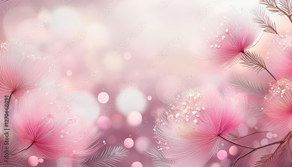 Poster pink flowers creating a soft and dreamy atmosphere with bokeh effect