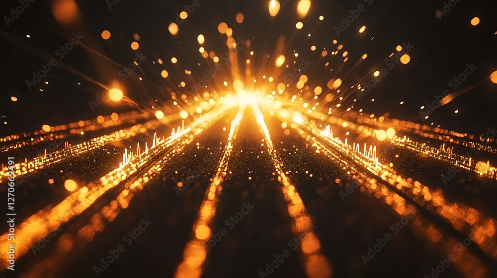 Poster dynamic explosion of light particles abstract environment digital art energetic viewpoint visual con