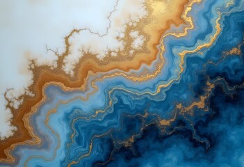 Blue transparent onyx with gold inclusions. Its natural patterns elevate countertops and architectural features, adding a bespoke touch to spaces with a refined ambiance
