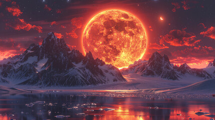 An evocative night scene painted in vivid colors