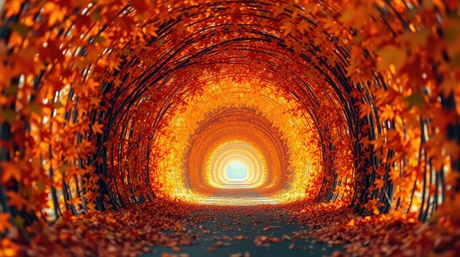 Golden Autumn Archway Forest Path - Powered by Adobe