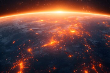 Fototapeta premium Stunning View of Earth's Sunrise from Space - Futuristic and Cosmic Landscape for Digital Art