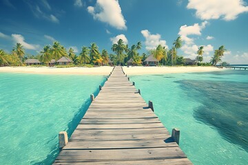 Fototapeta premium Tropical Island Wooden Pier Paradise