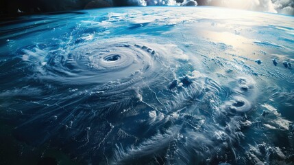 Massive hurricane captured from space with swirling clouds over the ocean