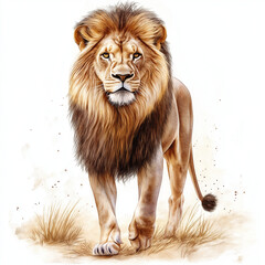 Obraz premium Cool Lion clipart. Watercolor illustration. Hand-painted digital artwork 