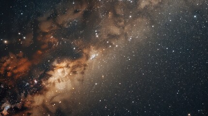 Obraz premium Side view of Milky Way with star clusters, dark dust regions, natural starlight