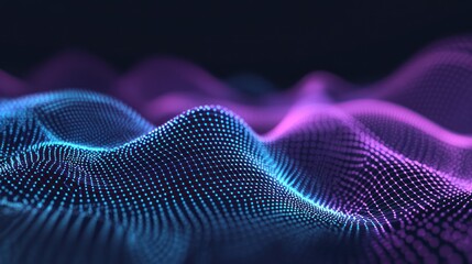 Abstract Digital Landscape with Blue and Purple Waves