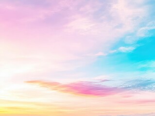 Fototapeta premium Vibrant Colorful Sky at Dusk with Fluffy Clouds in Shades of Pink and Blue Creating a Dreamy Atmosphere Over a Peaceful Natural Landscape