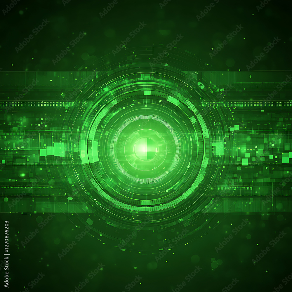 Aufkleber futuristic green eye tech interface digital screen data information virtual cyber security hub syste