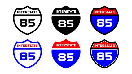 interstate highway sign templates vector set