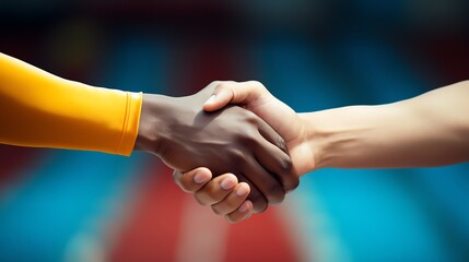 Handshake symbolizing sportsmanship and unity.