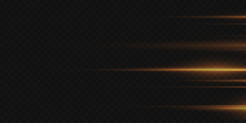 Horizontal flashes of light and lines. On a transparent background.