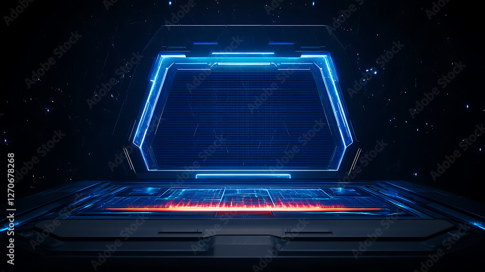 Poster futuristic interface control panel display screen technology integration and data information