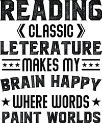 Fototapeta premium Book Reading T-shirt Design graphic