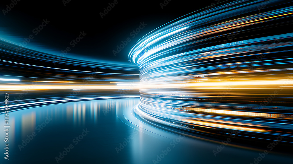 Aufkleber futuristic light stream tunnel speed abstract background digital art visualization concept