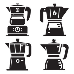 High-Quality Vector Silhouette of a Coffee Percolator on White Background