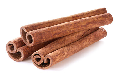 Cinnamon sticks isolated on white background. Cinnamon roll. Cinnamon Clipping Path