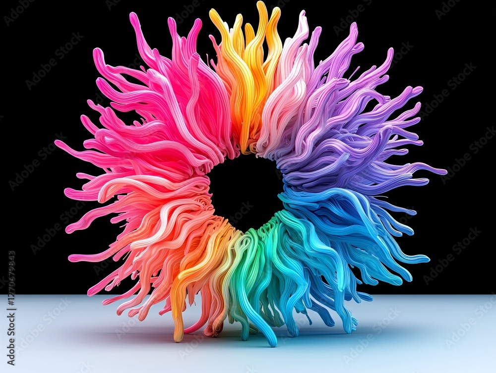 Poster kaleidoscopic explosion of color in a digital abstract fractal pattern, mesmerizing symmetry, deep i
