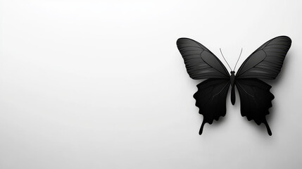 Obraz premium Stylized black butterfly silhouette on minimalistic background