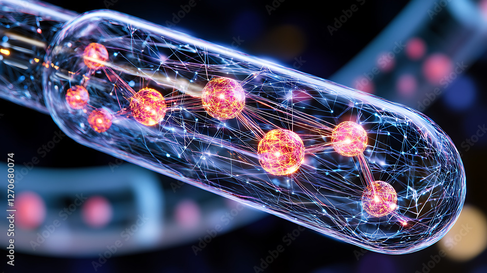 Aufkleber futuristic molecular structure connection within transparent capsule technology abstract