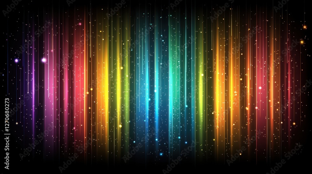 Poster colorful display of vibrant light patterns in an abstract digital art environment