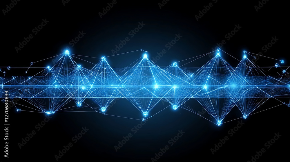 Aufkleber futuristic network connection structure with glowing points and line intersections in digital style