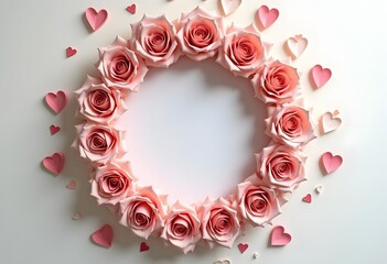 Obraz premium Pink roses heart with copy space